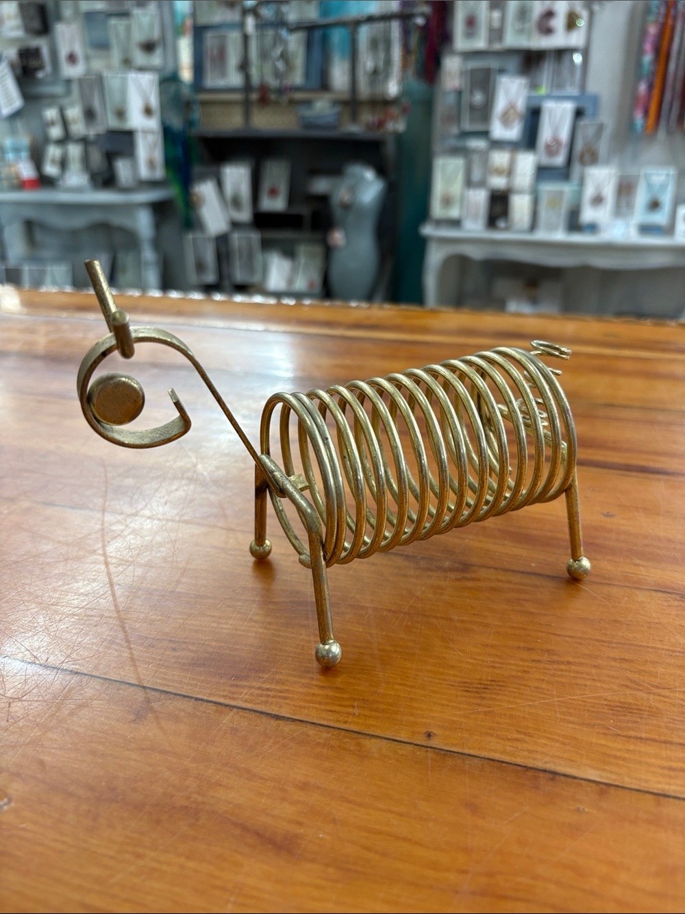 Vintage MCM brass metal coiled wire letter or mail holder